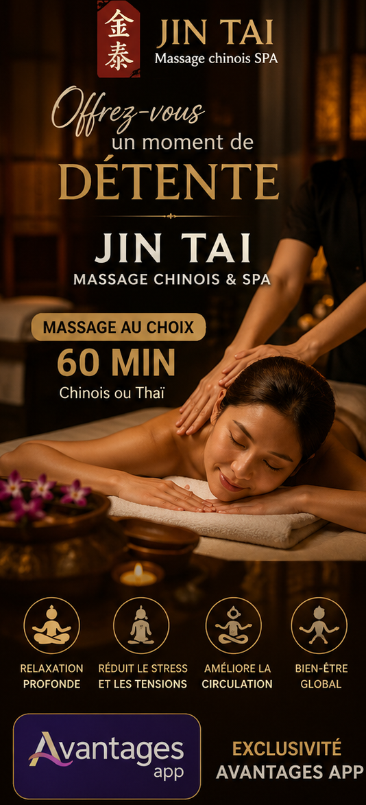 Massage au choix chez Jintai – 60 min (Chinois ou Thaï)