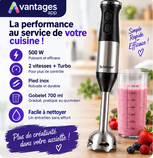 Gagnez votre mixeur plongeant Schlëizer et simplifiez-vous la cuisine !